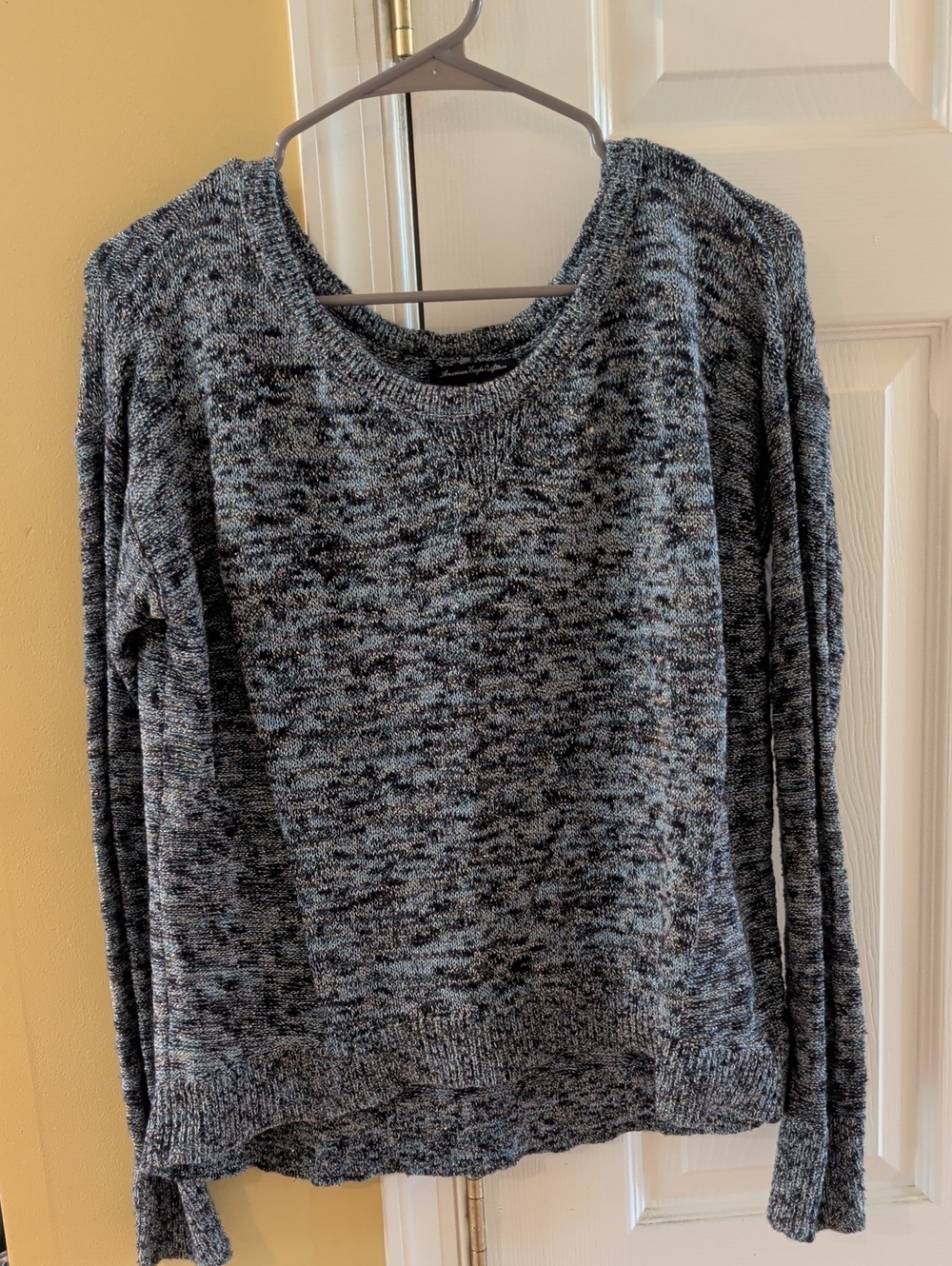 American Eagle Outfitters Blue-Gray Marled Crewneck Sweater